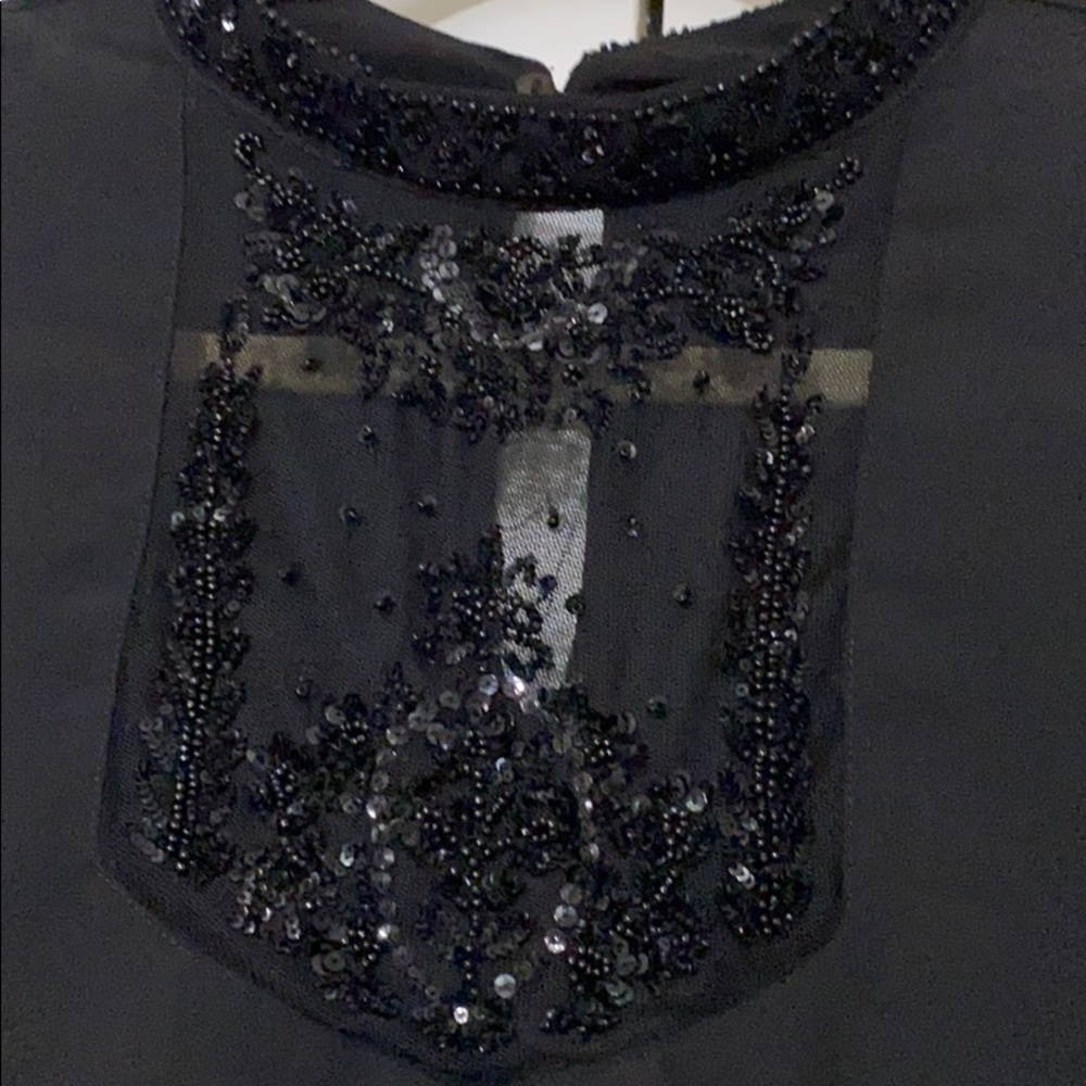 Beaded Black Long Tunic Blouse - image 3